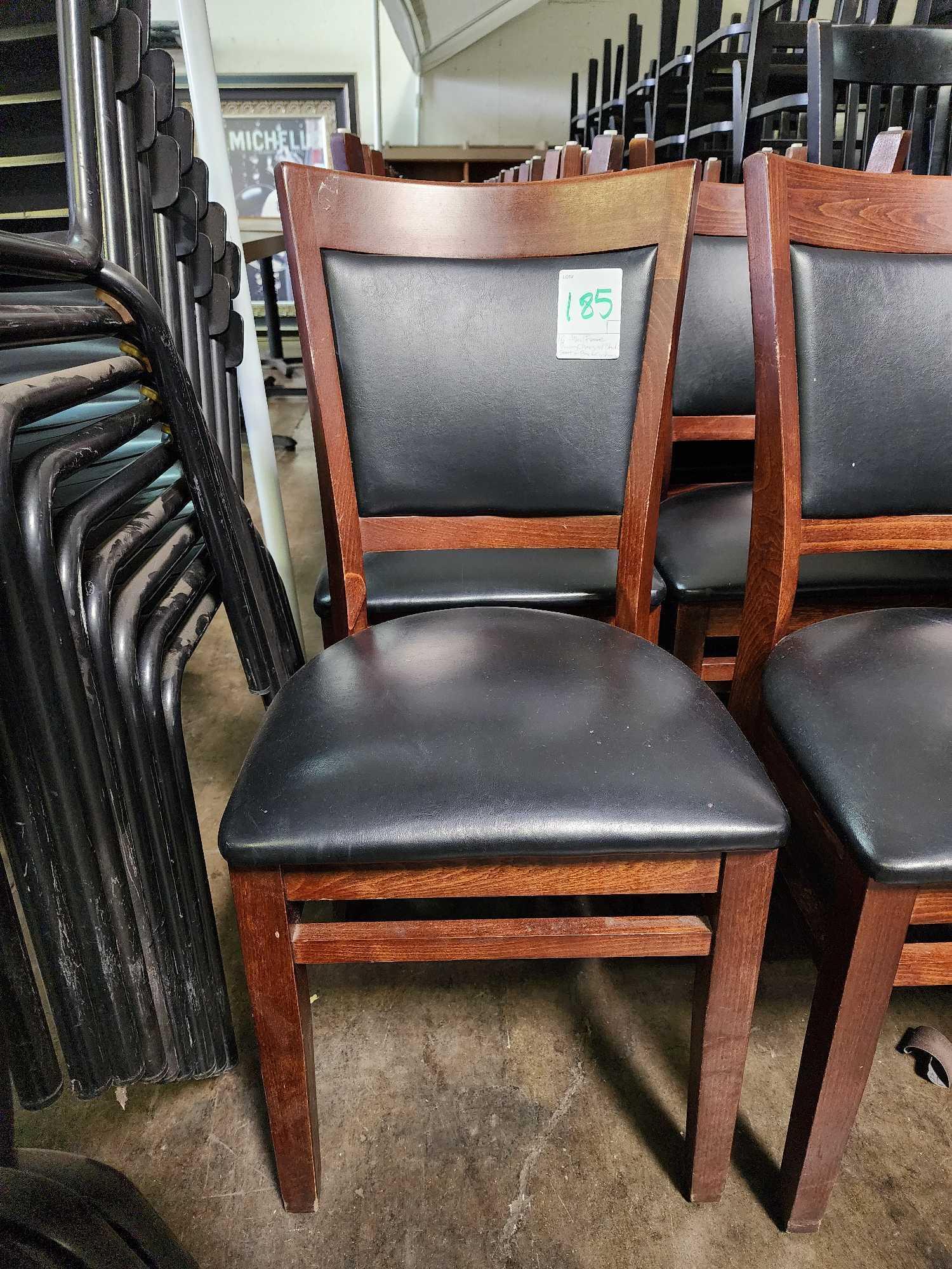 Wood Frame Dining Chairs with Black Seat and Back Cushions