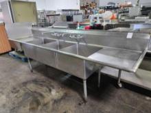 120 in. Stainless Steel 3 Compartment Bakers Sink