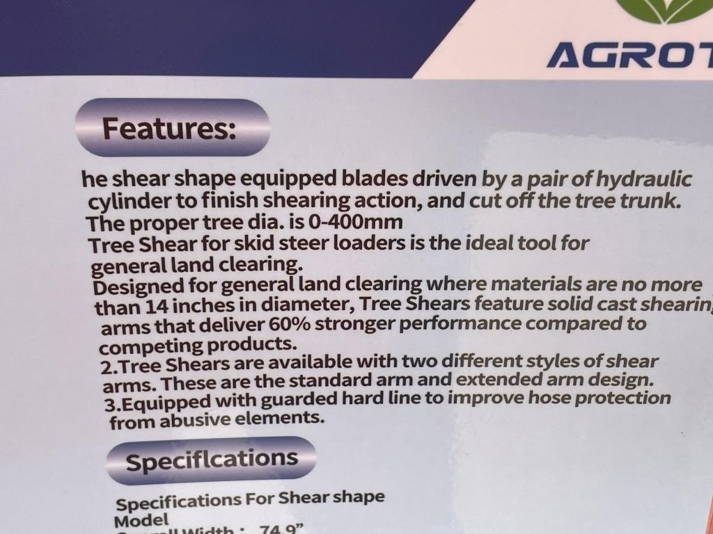 UNUSED Hydraulic Skid-Steer Tree Grapple / Shear