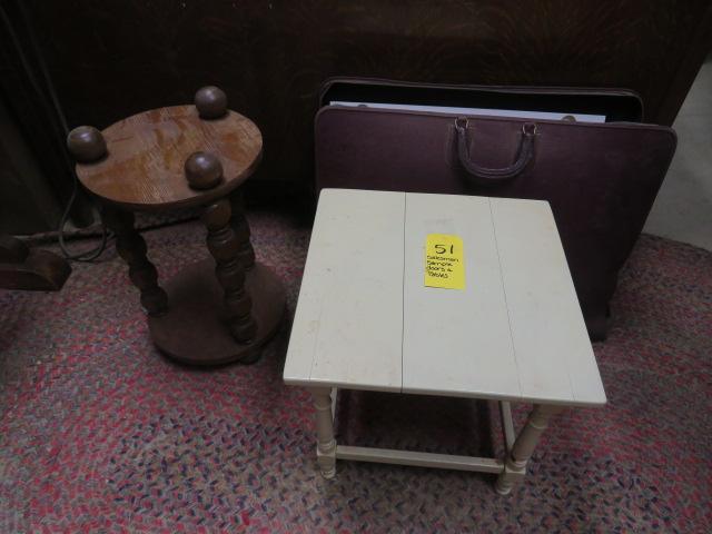 (2) Tables & Salesman Sample Cabinet Doors