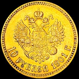 1901 Russia .2489oz Gold 10 Roubles CHOICE AU