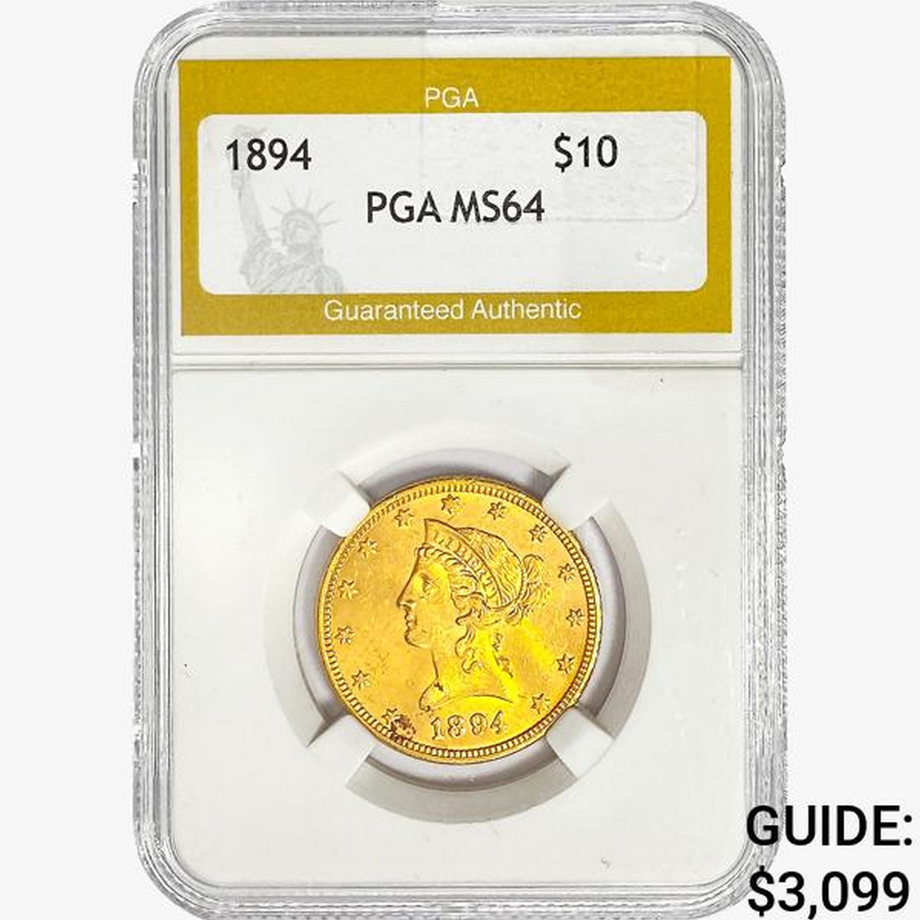 1894 $10 Gold Eagle PGA MS64