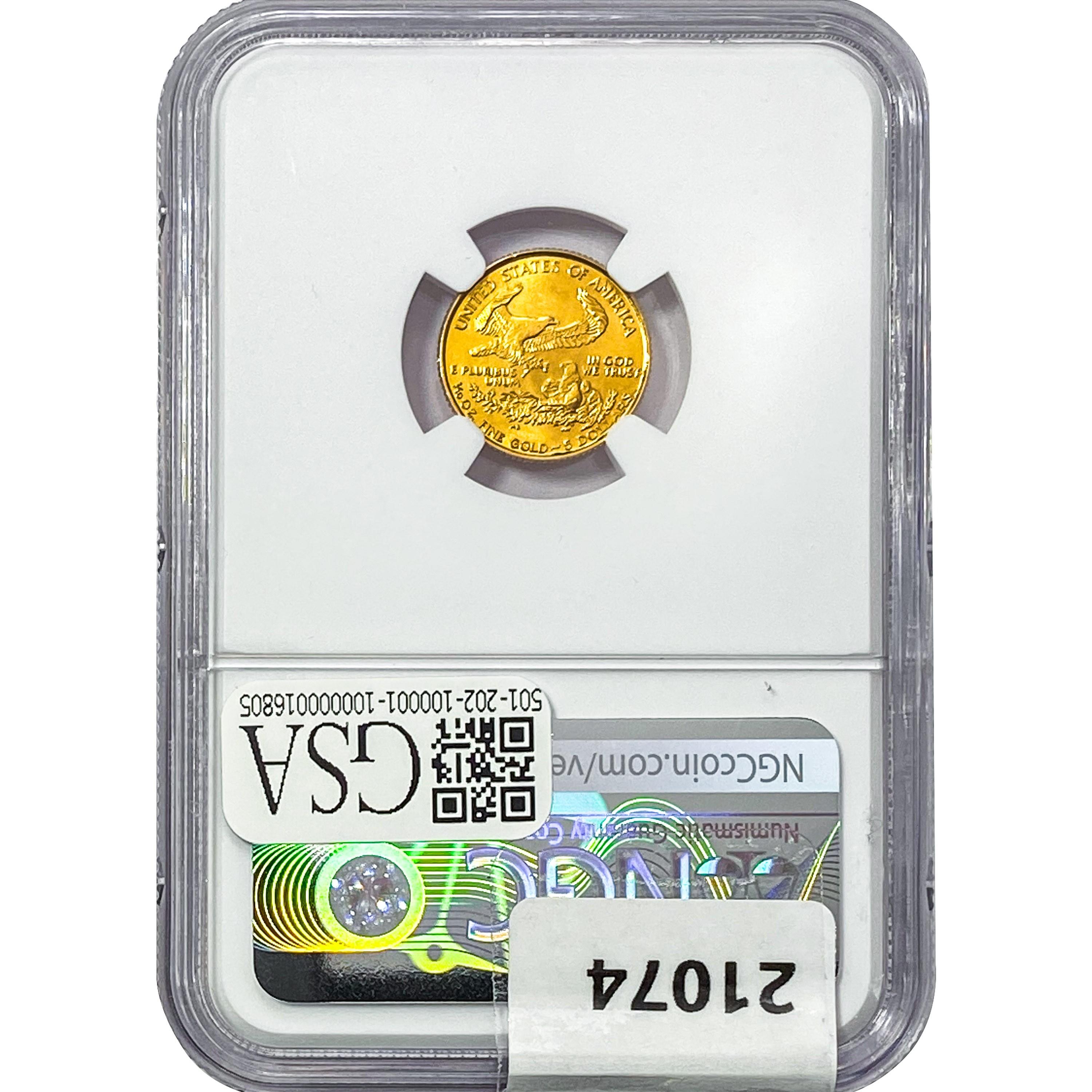 1998 $5 Ty1 A.G.E. REV Signed Frost NGC MS69