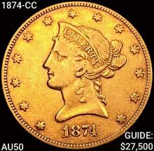 1874-CC $10 Gold Eagle CLOSELY UNCIRCULATED
