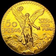 1947 Mexico 1.2057oz Gold 50 Pesos CLOSELY UNCIRCU