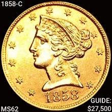 1858-C $5 Gold Half Eagle UNCIRCULATED