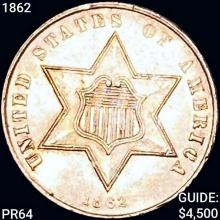 1862 Silver Three Cent GEM PROOF