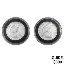 1876-1877 Pair of Seated Liberty Half Dollars [2 C