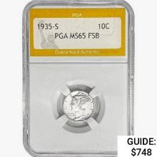 1935-S Mercury Silver Dime PGA MS65 FSB