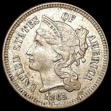 1865 Nickel Three Cent CLOSELY UNCIRCULATED
