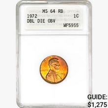 1972 Lincoln Memorial Cent PNG MS64 RB DBL DIE OBV