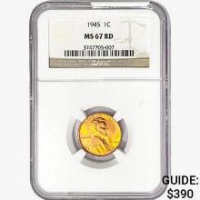 1945 Wheat Cent NGC MS67 RD