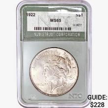 1922 Silver Peace Dollar NTC MS65