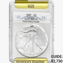 1992 Silver Eagle SGS MS70