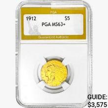 1912 $5 Gold Half Eagle PGA MS63+