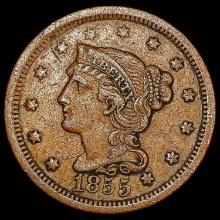 1855 Braided Hair Large Cent LIGHTLY CIRCULATED