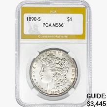 1890-S Morgan Silver Dollar PGA MS66
