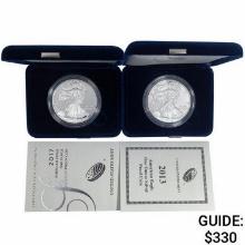 2013, 2017 US 1oz Silver Eagle Proof Coins [2 Coin
