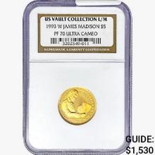 1993-W .2419oz. Gold $5 Madion NGC PF70 UC US Vaul