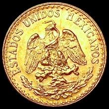 1945-M Mexico 2 Pesos .0482oz Gold GEM BU