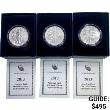 2013 US 1oz Silver Eagle UNC Coins [3 Coins]