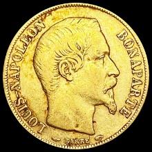1852-A France .1867oz Gold 20 Francs CLOSELY UNCIR