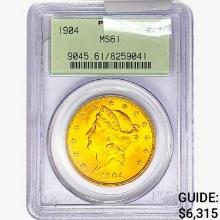 1904 $20 Gold Double Eagle PCGS MS61