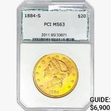 1884-S $20 Gold Double Eagle PCI MS63