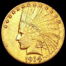 1914-D $10 Gold Eagle NEARLY UNCIRCULATED
