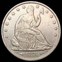 1874 Seated Liberty Half Dollar CHOICE AU