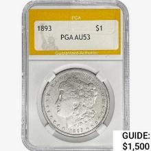 1893 Morgan Silver Dollar PGA AU53