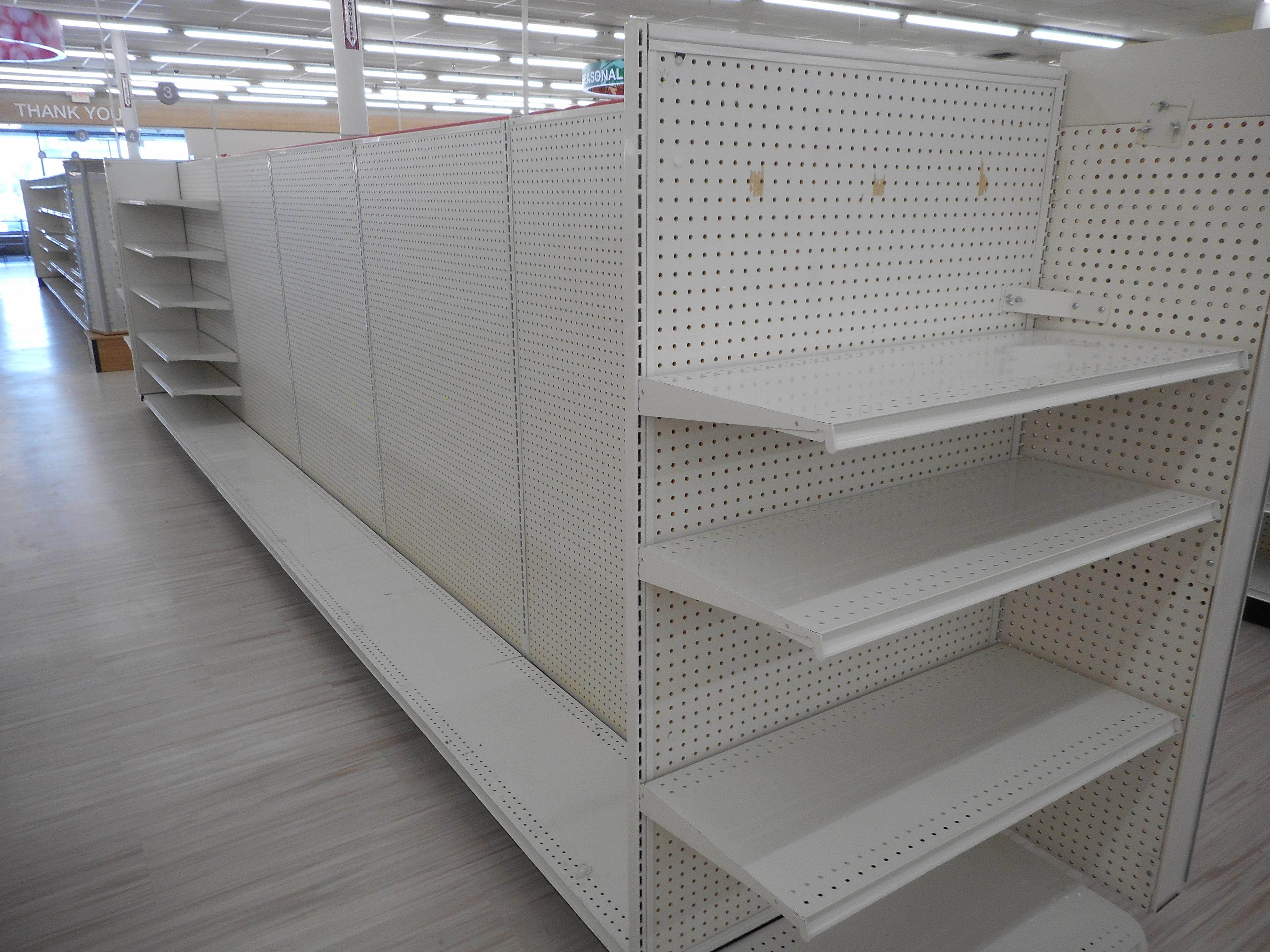 26 FT 2-SIDED WHITE SHELVING WITH 2 END CAPS (PRICED PER FOOT) 60 INCHES TA