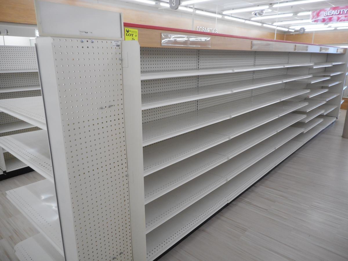 26 FT 2-SIDED WHITE SHELVING WITH 2 END CAPS (PRICED PER FOOT) 60 INCHES TA