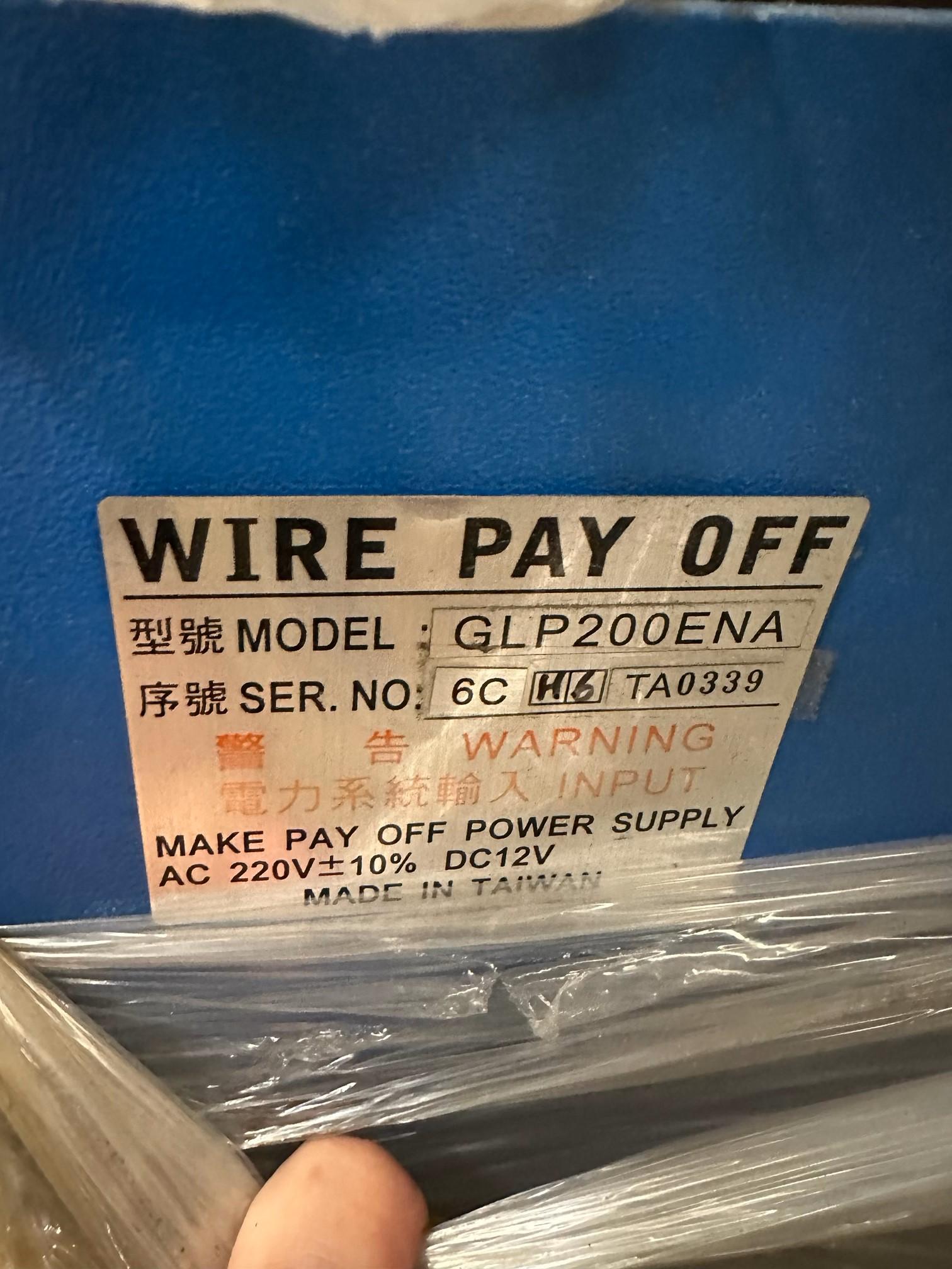 PAY OFF REEL, MDL. GLP 200 ENA, S/N TA0039  (Located at: RES Machinery Moving Sto
