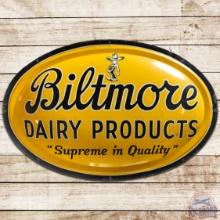 1961 Biltmore Dairy Products "Supreme in Quality" SS Tin Bubble Sign w/ Winky