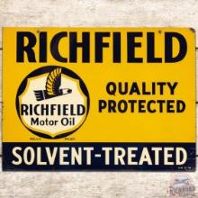 1948 Richfield Motor Oil Solvent Treated DS Tin Sign w/ Eagle Logo