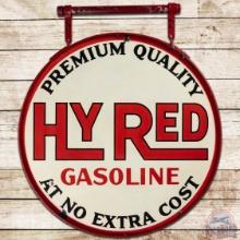 Scarce Hy Red Premium Quality Gasoline 42" DS Porcelain Sign w/ Ring