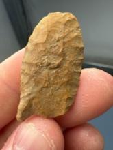 RARE 1 1/2" Jasper Fluted Clovis Point, Found in Wake Co., North Carolina, Ding to One Ear and Impac