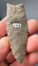 HIGHLIGHT 2 3/4" Barnes Fluted Point, Grey Chert, Found in Lancaster Co., PA PICTURED Fluted Point S