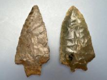 Pair of Fine Chert Points, Longest is 2", Found in New York, Ex: Dave Summers Collection