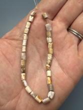 6" Strand of 29 Wampum Beads, MANY Purple Colored Examples, Iroquoian Trade Beads, Found in New York