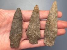 Lot of Archaic Stem Points, Longest is 3 1/8", Found in Northampton Co., PA by the Burley Family,