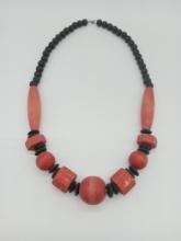 Chunky Vintage Dyed Red and Black Beads