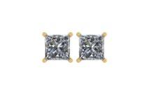 Certified 1.2 CTW Princess Diamond Stud Earrings F/SI1