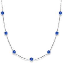 Blue Sapphires Gemstones by The Station Necklace 14k White Gold 2.25ctw