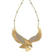 3.11 Ctw SI2/I1 Treated Fancy Black and White Diamond 14K Yellow Gold Vintage Style Eagle Yard Neckl