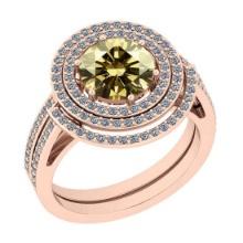 Certified 2.44 Ctw SI1/SI2 Natural Fancy Light Brown Yellow And White Diamond 14K Rose Gold Vingate