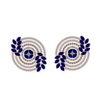 5.60 Ctw SI2/I1 Blue Sapphire And Diamond 14K Rose Gold Earrings