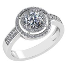 1.35 Ctw Diamond 14k White Gold Halo Ring VS/SI1