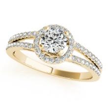 Certified 1.00 Ctw SI2/I1 Diamond 14K Yellow Gold Wedding Halo Ring